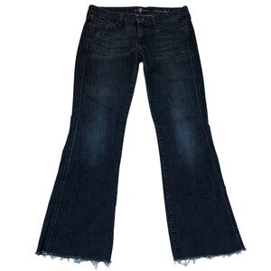 7 For All Mankind Women's Jeans Size 29 Frayed Hem Bootcut Blue Denim Medium Was